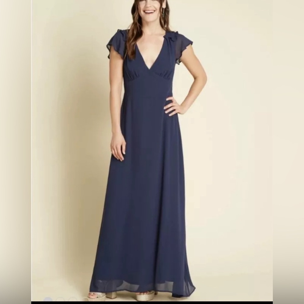 ModCloth NWT Women's You're Flowing Places Maxi Dress - Navy - Size 6 New w/Tags
